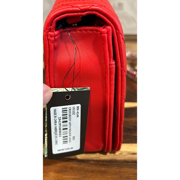 Studio Badgley Mischka Red Quilted Crossbody Purse Vegan Leather NWT - Picture 5 of 7